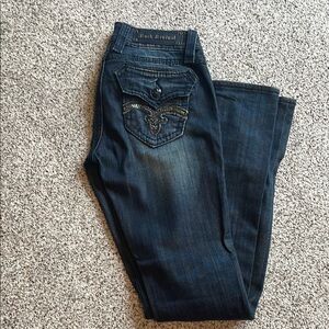 Rock Revival Blue Boot Cut Jeans with Designer Stitching